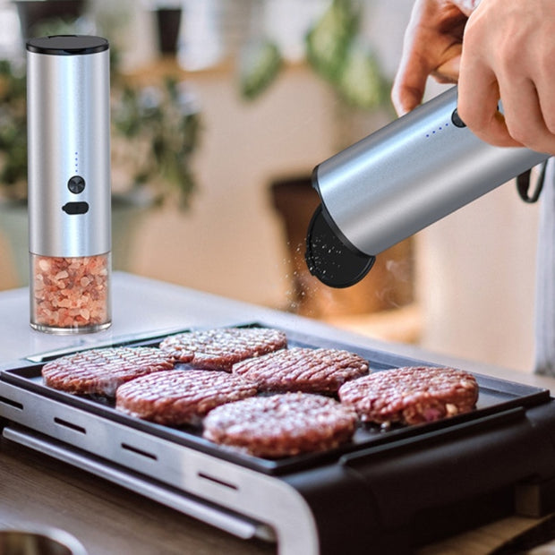 Rechargeable Electric Salt & Pepper Grinder Set with LED