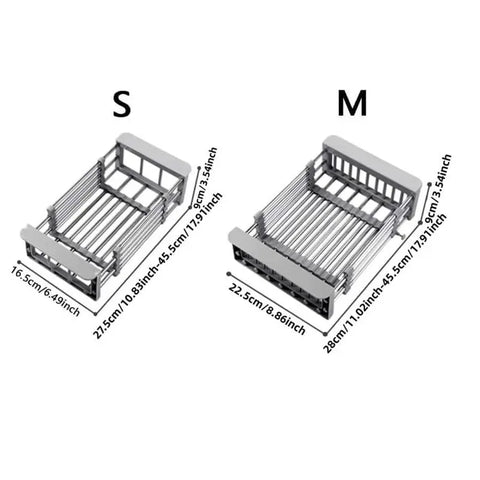 Kitchen Sink Drain Rack for Fruit Vegetable Washing (1 Piece), Stainless Steel Adjustable Retractable Storage Rack, Household Drain Storage Rack for Dish Plate Chopsticks